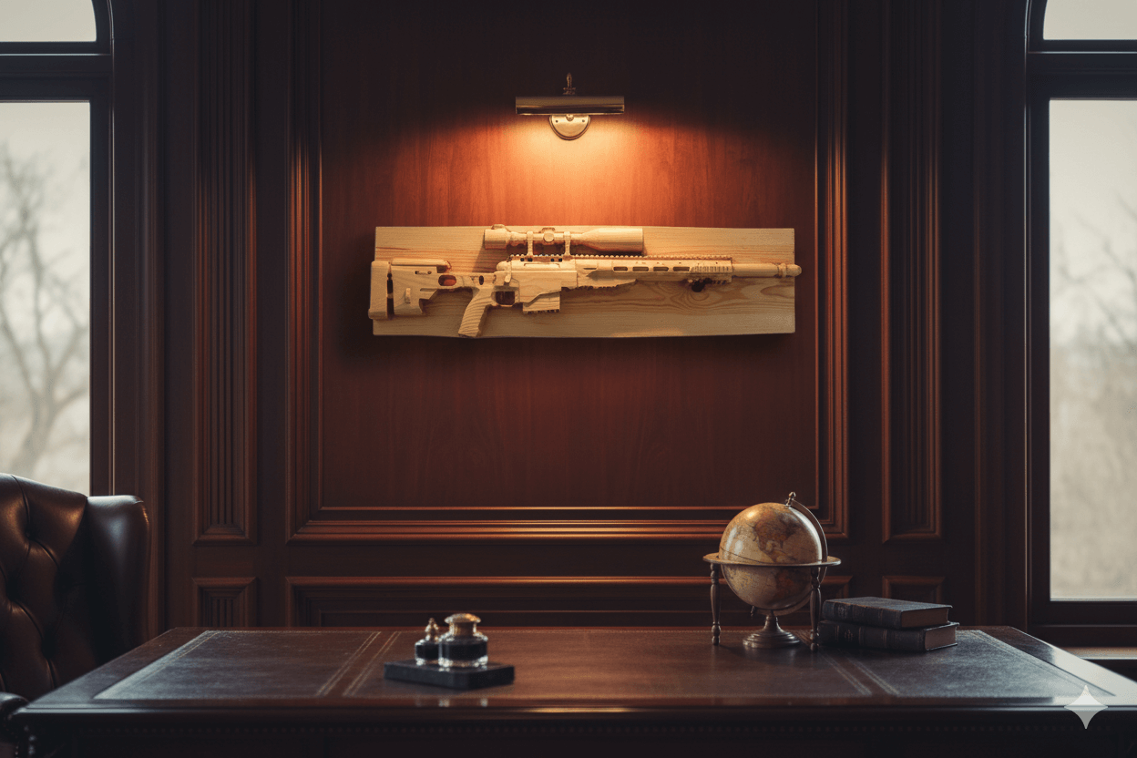 Hand-Carved Natural Wood Sniper Rifle Replica