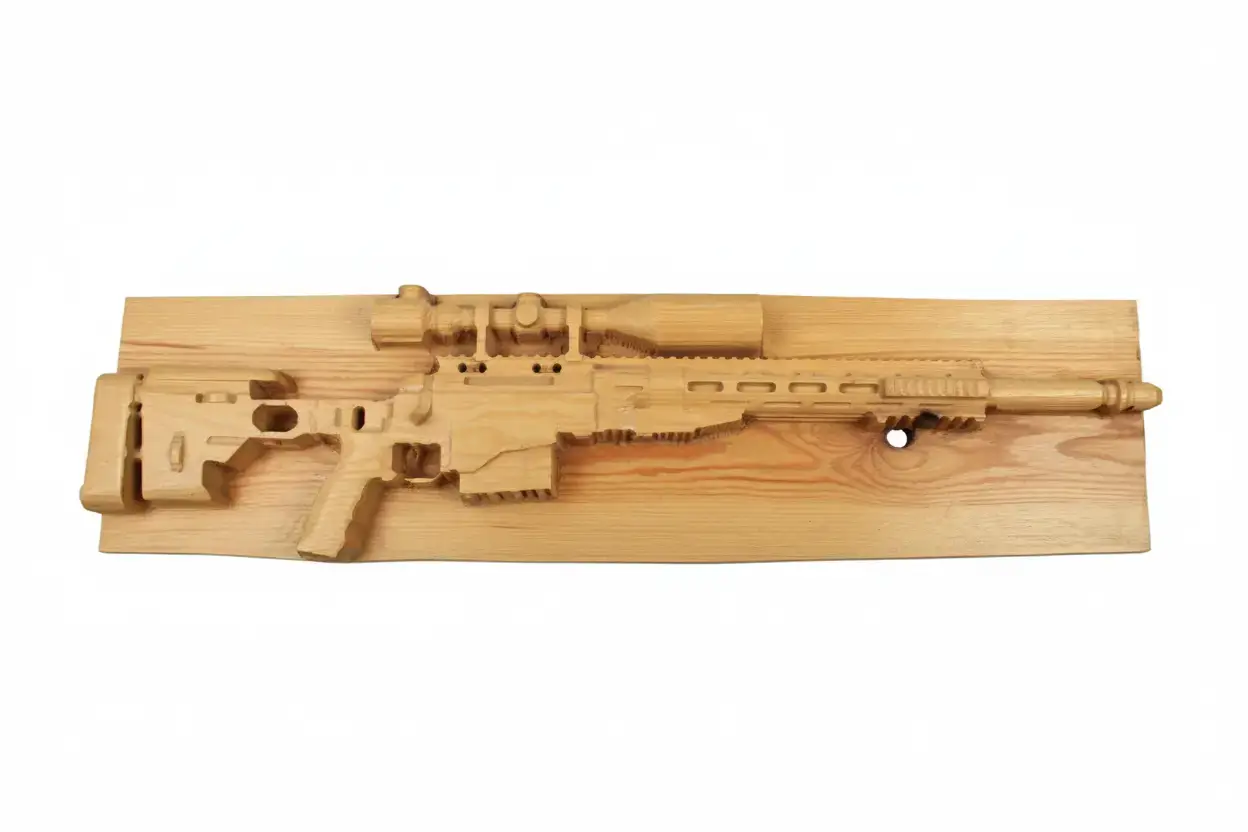 Hand-Carved Natural Wood Sniper Rifle Replica