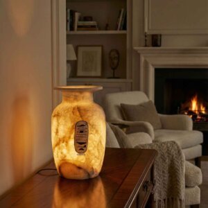 Hand-Painted Egyptian Alabaster Vase